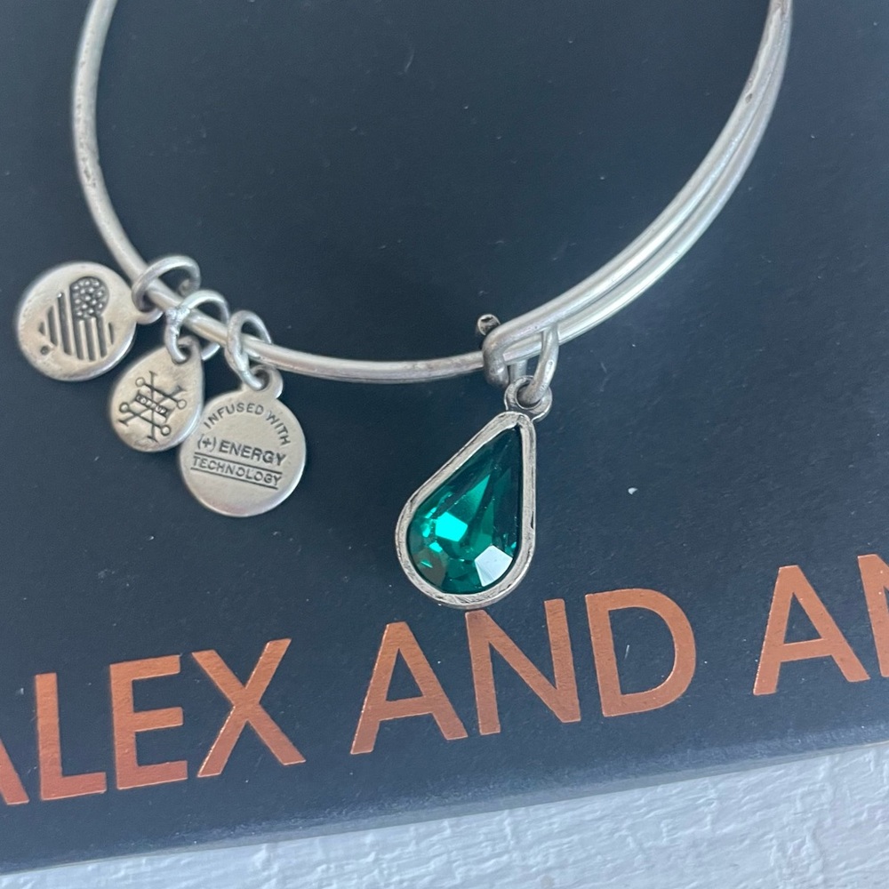 Alex and Ani Green Emerald May Birthday Stone Good Fortune Bracelet
